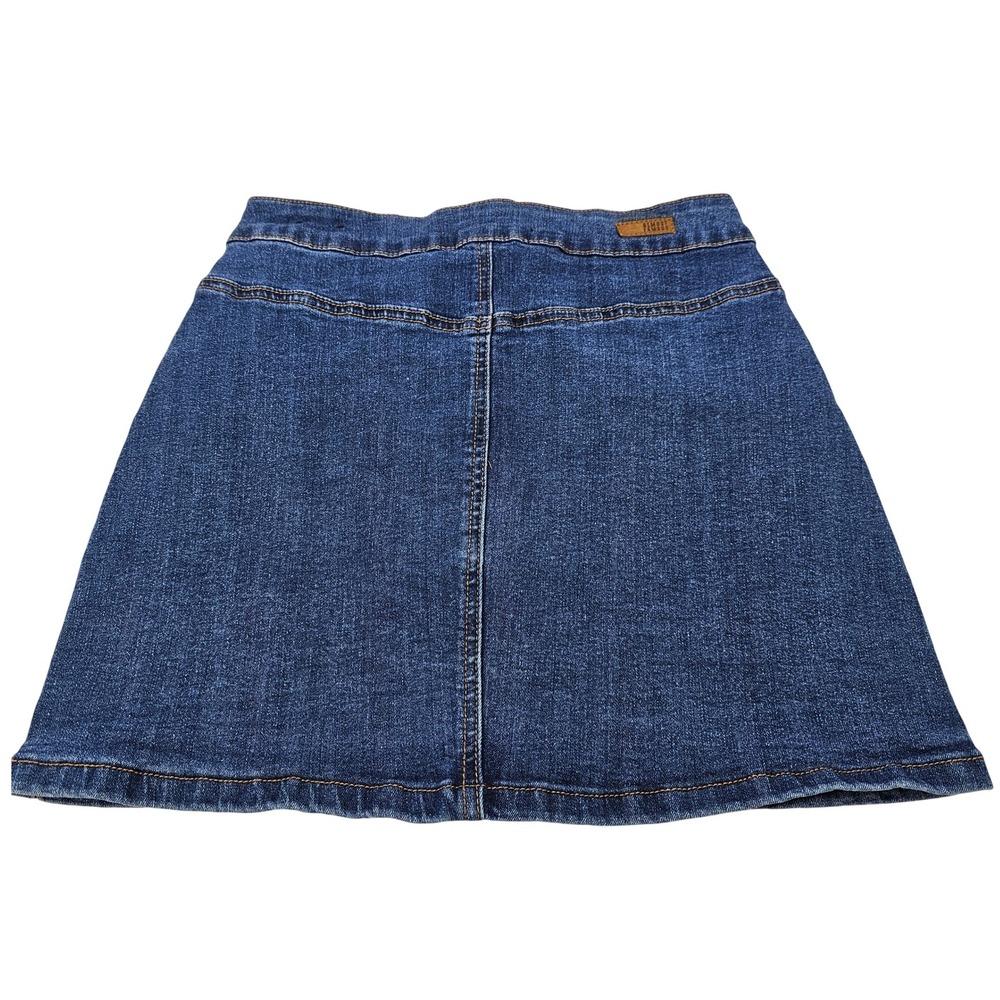 Almost Famous Mini Skirt Women's Size 3 Blue Denim Buttons Hippie High Rise Boho - Picture 7 of 7